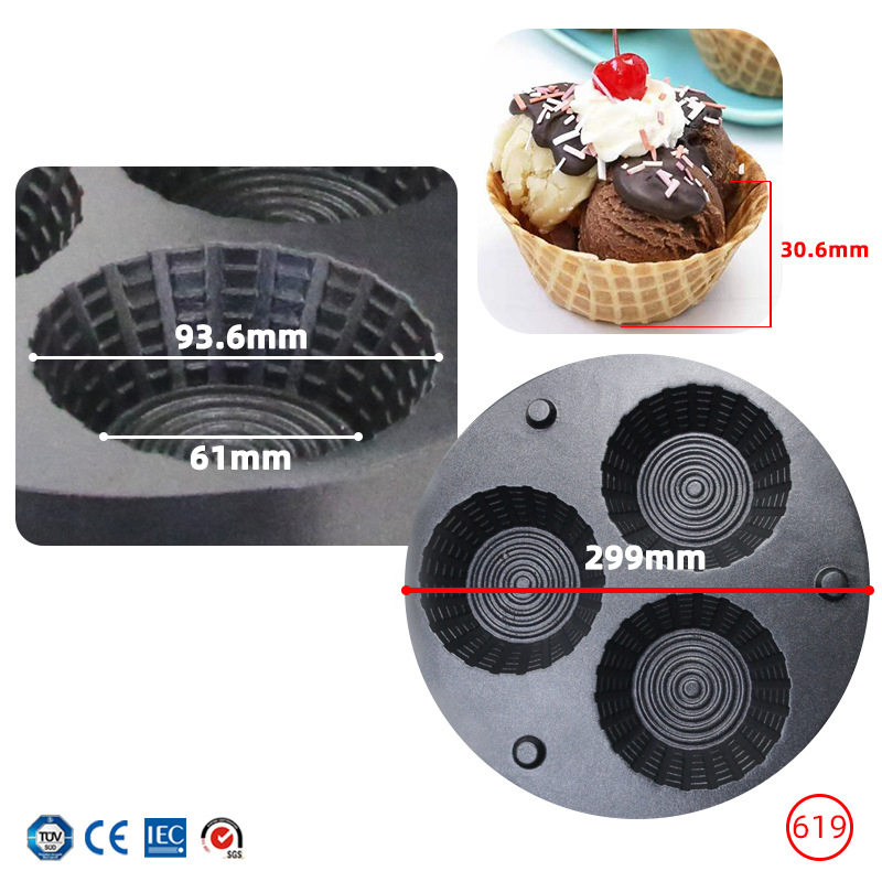 Commercial Triple-Hole Ice Cre - Mini Waffle Maker Machine review and price