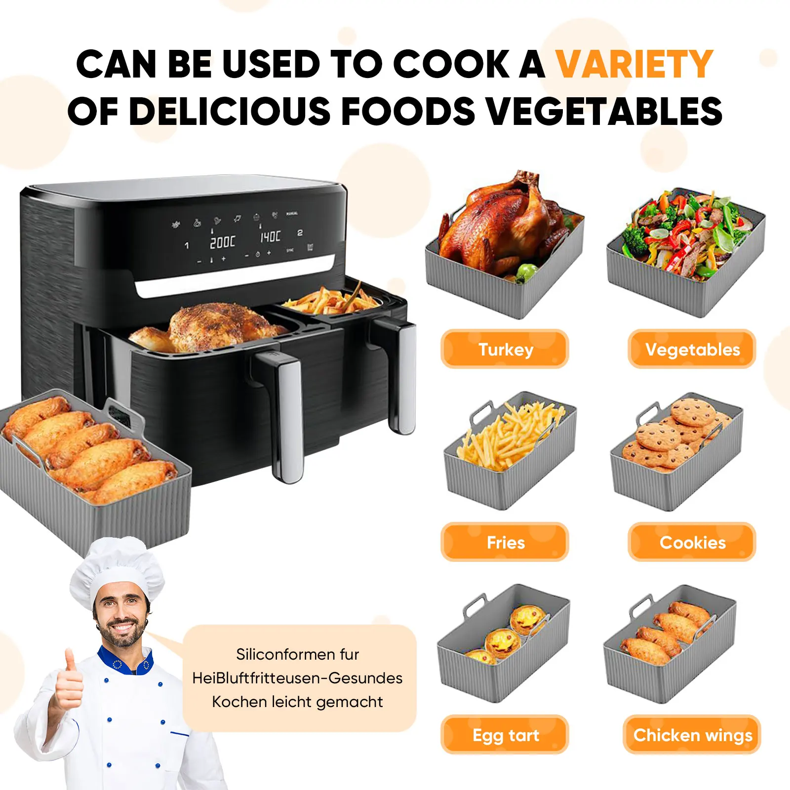 2pcs Set Silicone Air Fryer Ma - Air Fryer Silicone Pot Liner review and price
